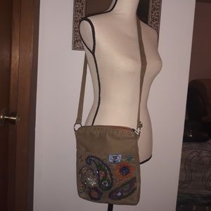 70's vibe Suede embroidered boho cross body purse